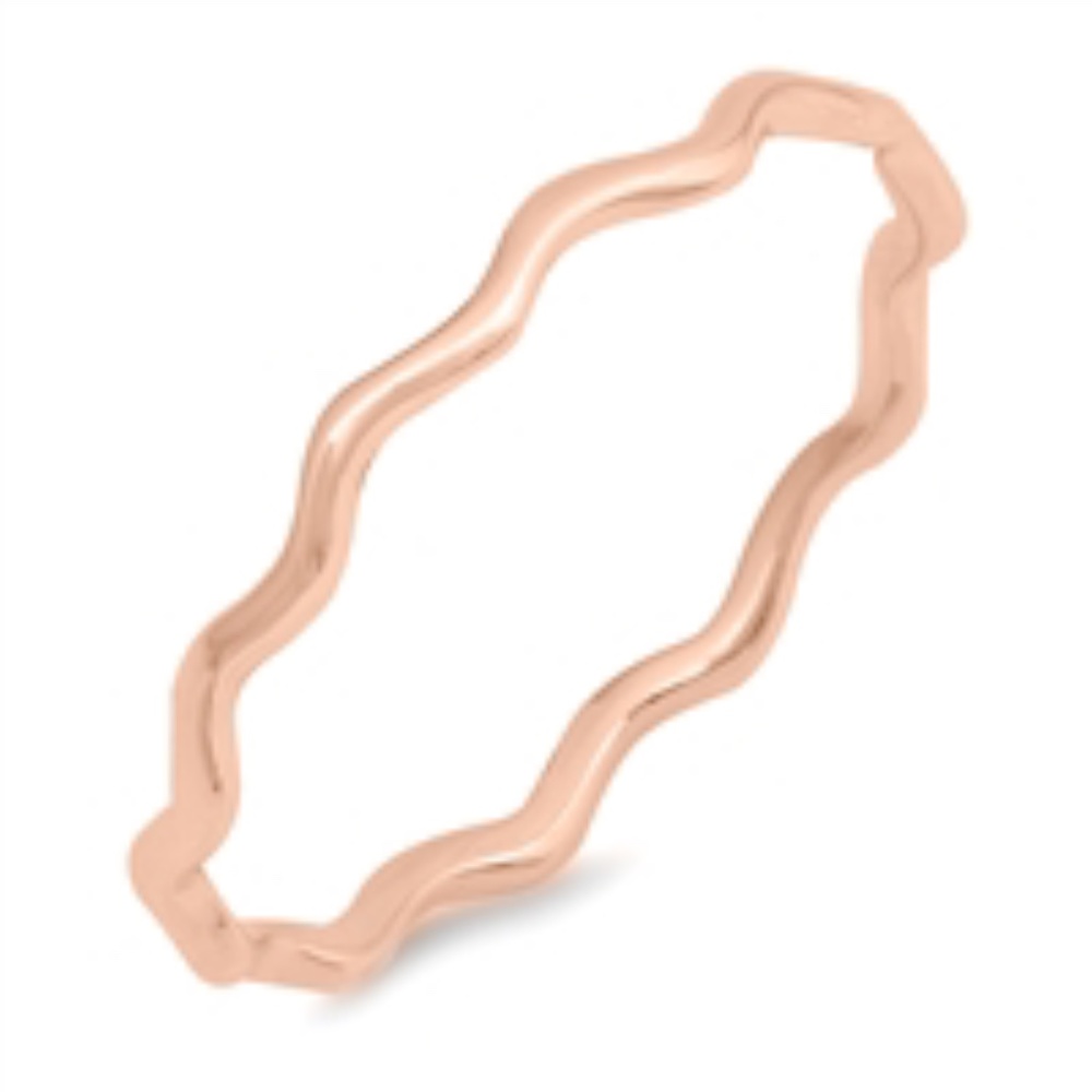 Sterling Rose Gold Waves Stackable Eternity Band